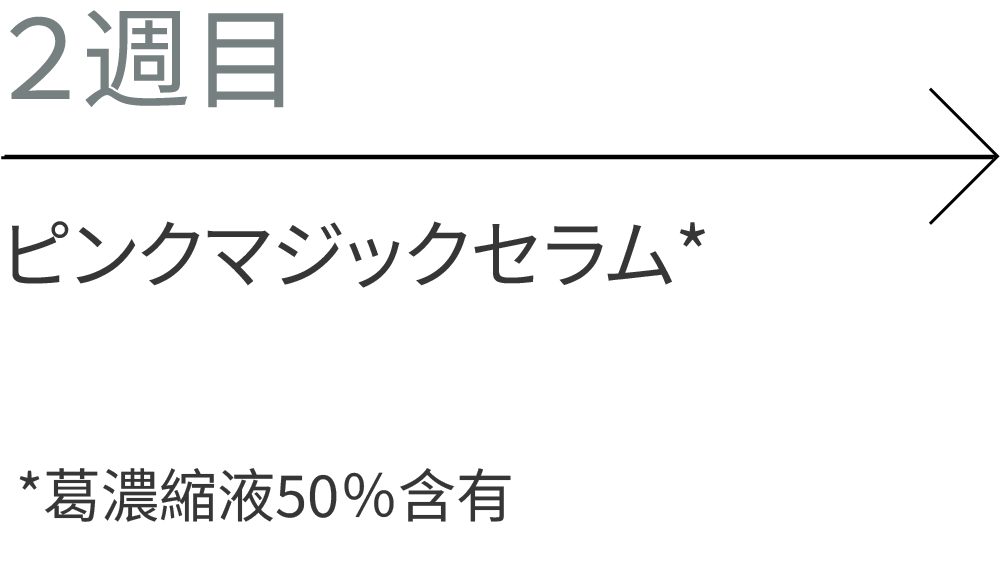 2週目。ピンクマジックセラム。*葛濃縮液50%含有