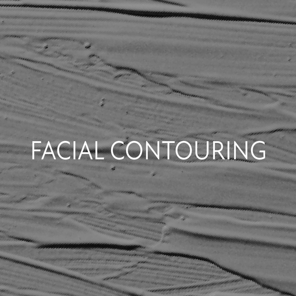 모래 결 질감 이미지, 'FACIAL CONTOURING' 문구
