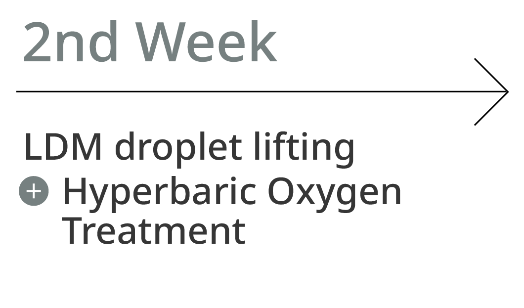 2nd Week. LDM droplet lifting + Hyperbaric Oxygen Treatment