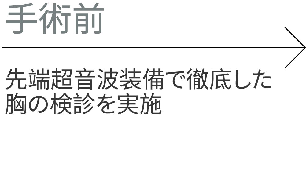 手術前：先端超音波装備で徹底した胸の検診を実施