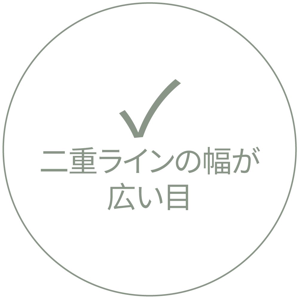 チェックマークと"二重ラインの幅が広い目"という文言が書かれたカード画像