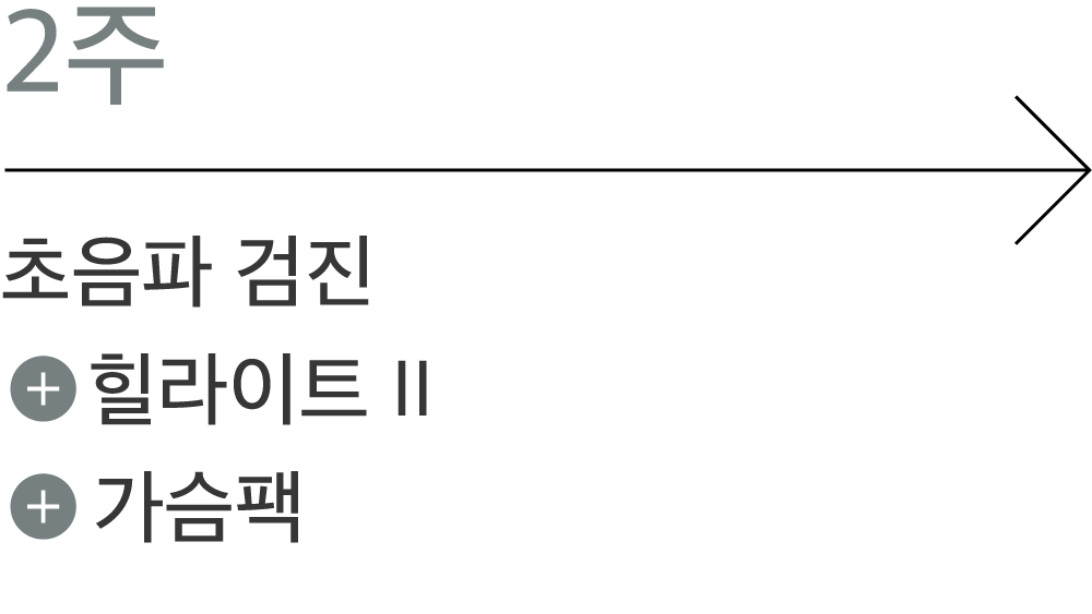 2주: 초음파 검진, 힐라이트 II, 가슴팩
