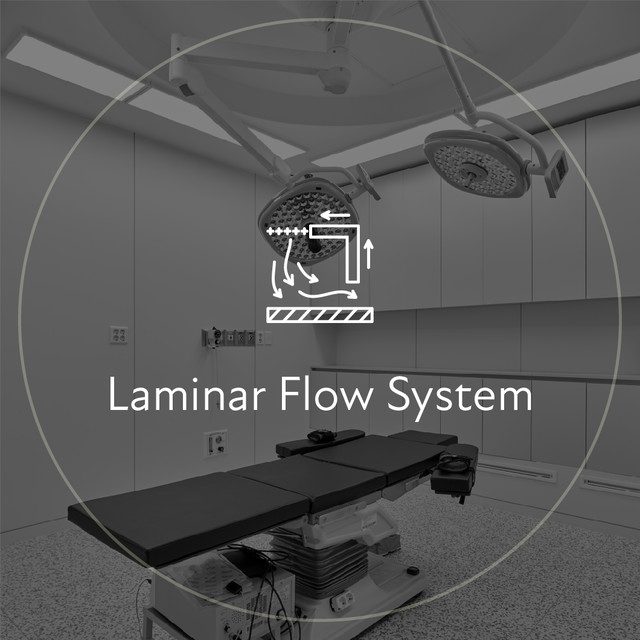 Laminar Flow System: icon over an operating room ceiling light