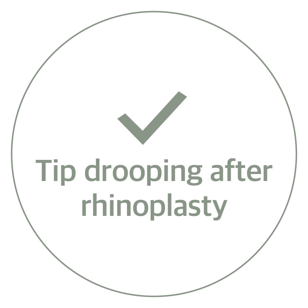 When the nasal tip has become low