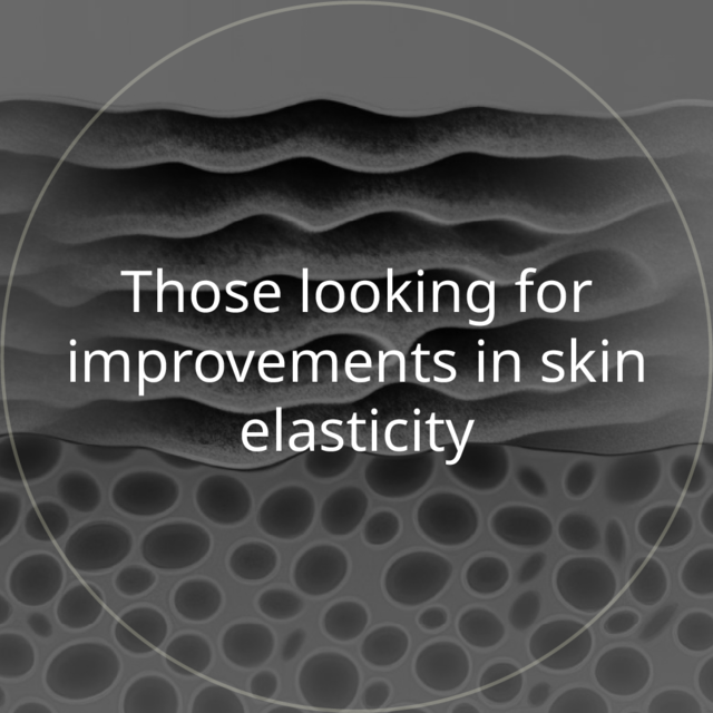 Circular close-up of skin texture: those looking for improvements in skin elasticity